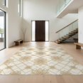 thumbnail image 1 of Design&I 9'x12' Washable Area Rug Sleek Flatweave Pet Friendly Beige Traditional Distressed Geometric Botanical Symmetrical Pile for Master Suite, Under Bed, 1 of 7
