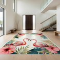 thumbnail image 1 of Design&I 9'x12' Washable Area Rug Sleek Flatweave Pet Friendly Symmetrical Botanical Motif Frame Border Boho Vintage Blooms for Master Suite, Under Bed, 1 of 7
