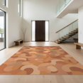 thumbnail image 1 of Design&I 9'x12' Washable Area Rug Sleek Flatweave Pet Friendly Terracotta Retro Bauhaus Inspired Curved Forms Boho Mid Century for Master Suite, Under Bed, 1 of 7