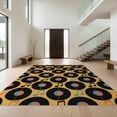 thumbnail image 1 of Design&I 9'x12' Washable Area Rug Sleek Flatweave Pet Friendly Vinyl Record Spinning Disc Motif Note Mosaic Layout Music Retro Cd Playful for Master Suite, Under Bed, 1 of 7