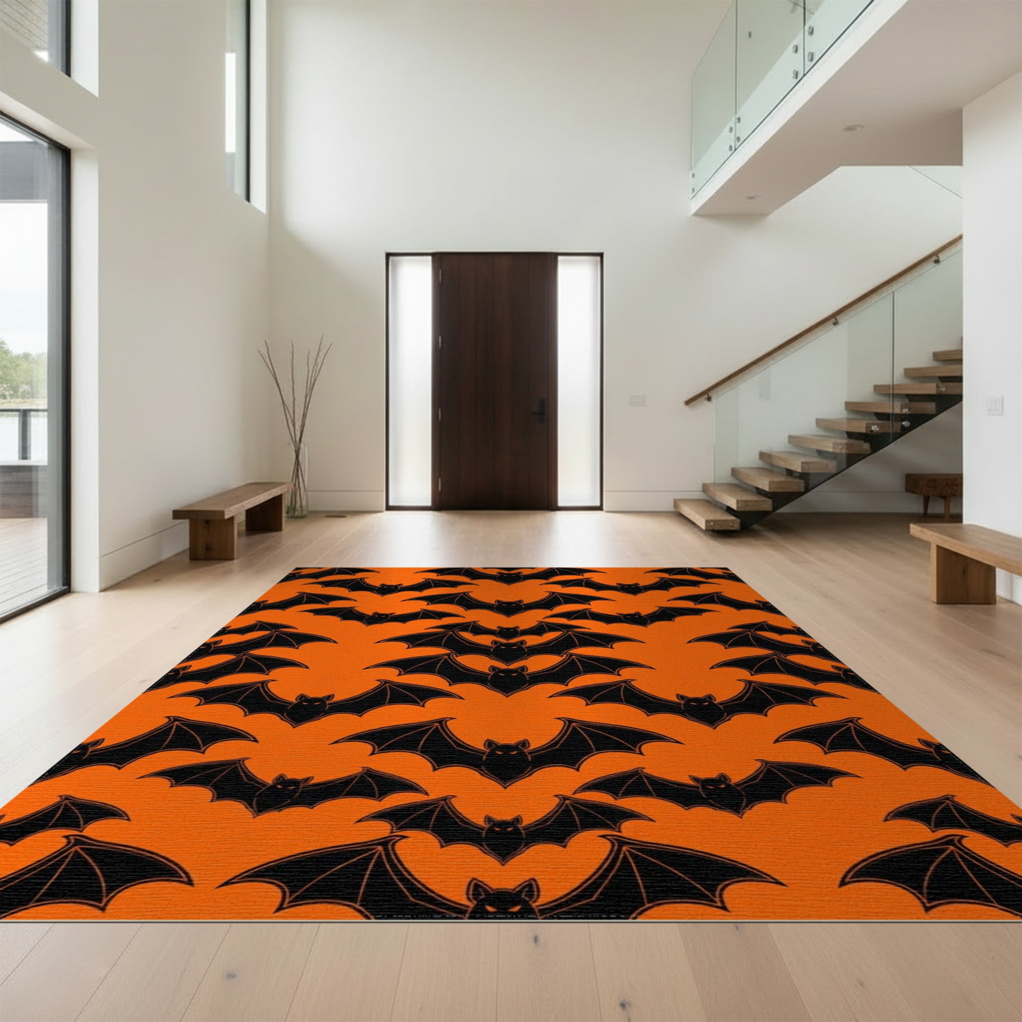 Design&I 9'x12' Washable Area Rug Snag-Free Gothic Scary Motif Spooky ...
