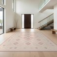 thumbnail image 1 of Design&I 9'x12' Washable Area Rug Snag-Free Pink Mauve Blush Interlocking Lattice Center Pastel Rows Argyle for Dining Room, Basement, Large Office, 1 of 7