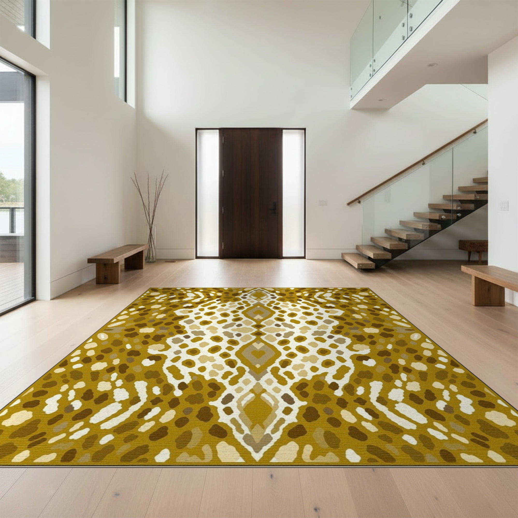 Design&I 9'x12' Washable Area Rug Snag-Free Print Spotted Bold ...