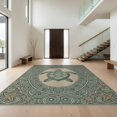 thumbnail image 1 of Design&I 9'x12' Washable Area Rug Snag-Free Turtle Vintage Nautical Wave Frame Motif Starfish Border Ocean Flowing Dynamic for Dining Room, Basement, Large Office, 1 of 7