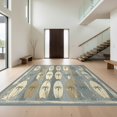 thumbnail image 1 of Design&I 9'x12' Washable Area Rug Surf Surfboard Distressed Plank Border Print Stripe Nautical for Master Suite, Under Bed, Sleek Flatweave Pet Friendly, 1 of 7