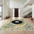 thumbnail image 1 of Design&I 9'x12' Washable Area Rug Wet Funky Vinyl Musical Cd Circle Symmetrical Beat Tapete Redondo for Dining Room, Basement, Large Office, Snag-Free, 1 of 7