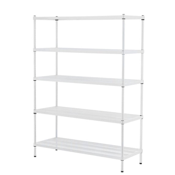 Open Box Design Ideas 5 Tier Full-Size Metal Storage Shelving Unit Rack, White