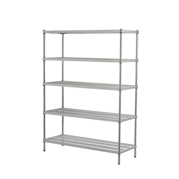 Open Box Design Ideas 5 Tier Full-Size Metal Storage Shelving Unit Rack, Silver