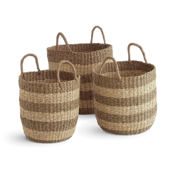 texxture Set of 3 Camden Woven Baskets, Nesting Organizer Bins, Natural