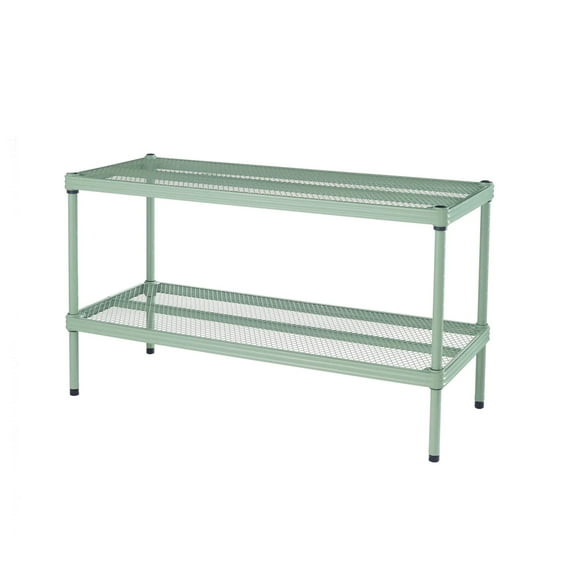 Design Ideas MeshWorks 2 Tier Metal Storage Shelving Unit Rack, Sage Green