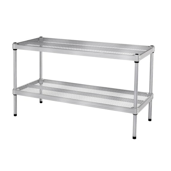 Design Ideas MeshWorks 2-Tier Metal Storage Shelving Unit Rack, Silver
