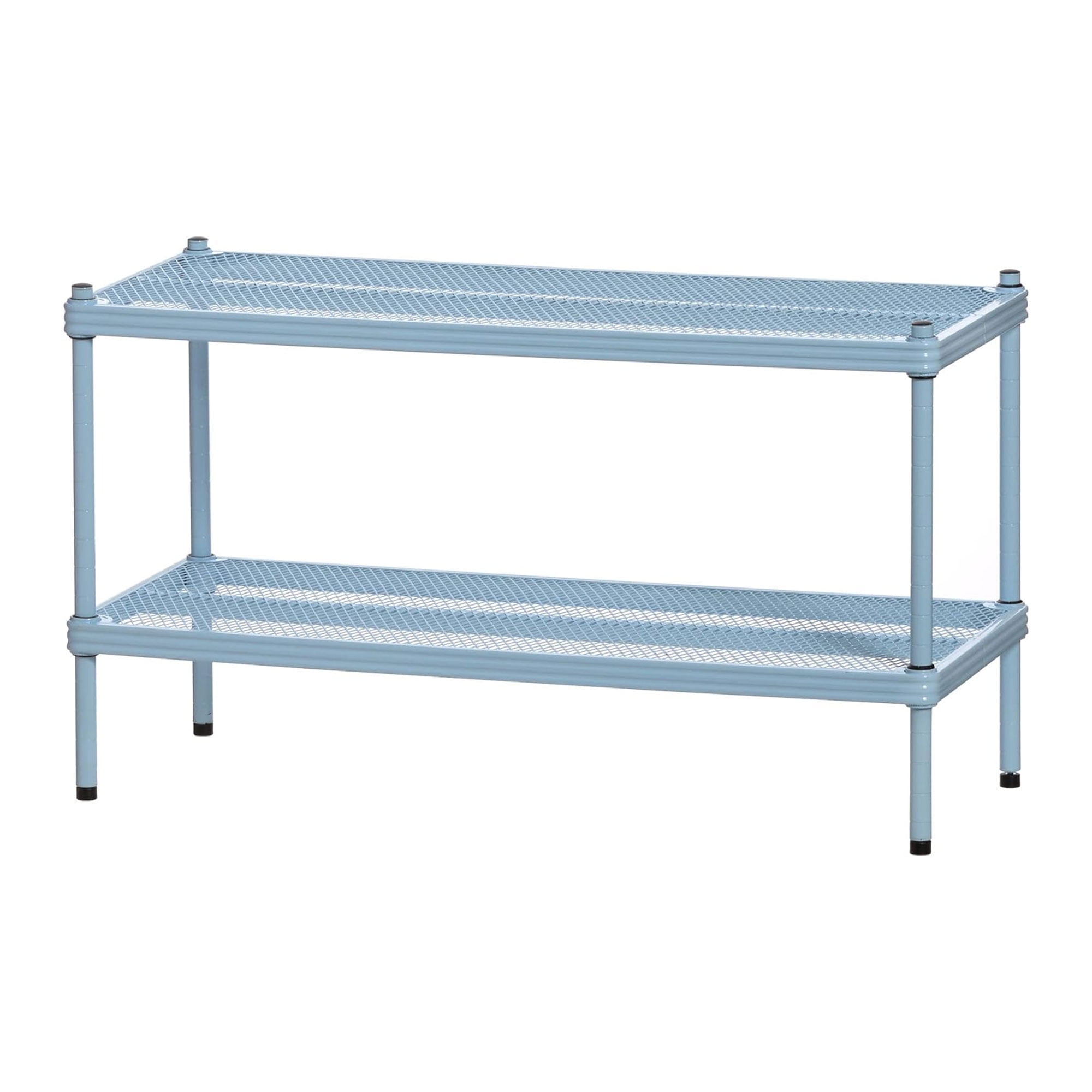 Sky Blue Adjustable 2-Tier Metal Mesh Storage Shelving Unit