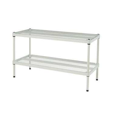 Design Ideas MeshWorks 2-Tier Metal Storage Shelving Unit Rack, White