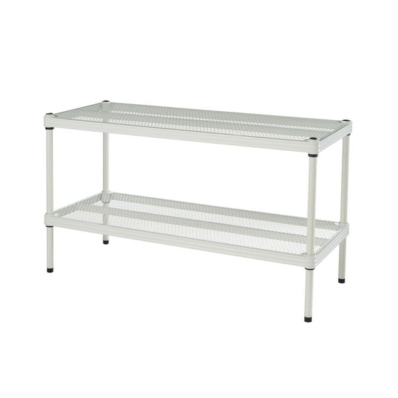 Design Ideas MeshWorks 2-Tier Metal Storage Shelving Unit Rack, White