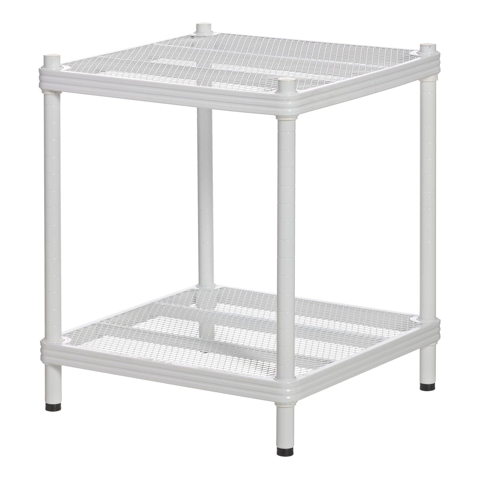 Design Ideas MeshWorks 2 Tier Narrow Metal Storage Shelving Unit, White
