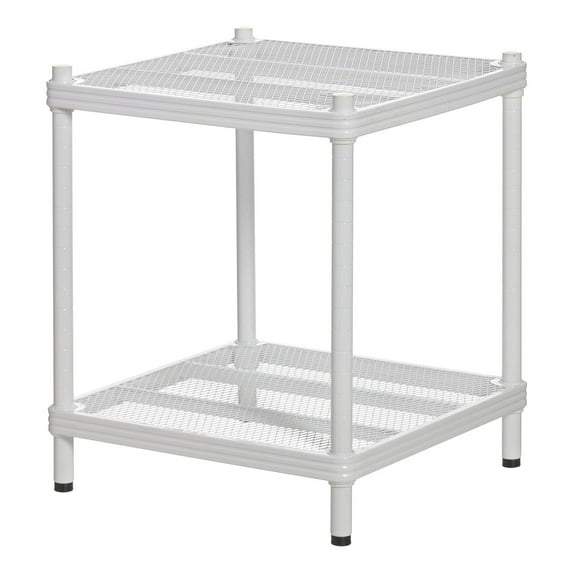 Design Ideas MeshWorks 2 Tier Narrow Metal Storage Shelving Unit, White