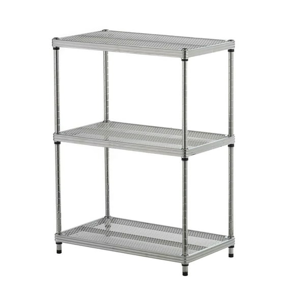 Design Ideas MeshWorks 3-Tier Metal Storage Shelving Unit Rack, Silver