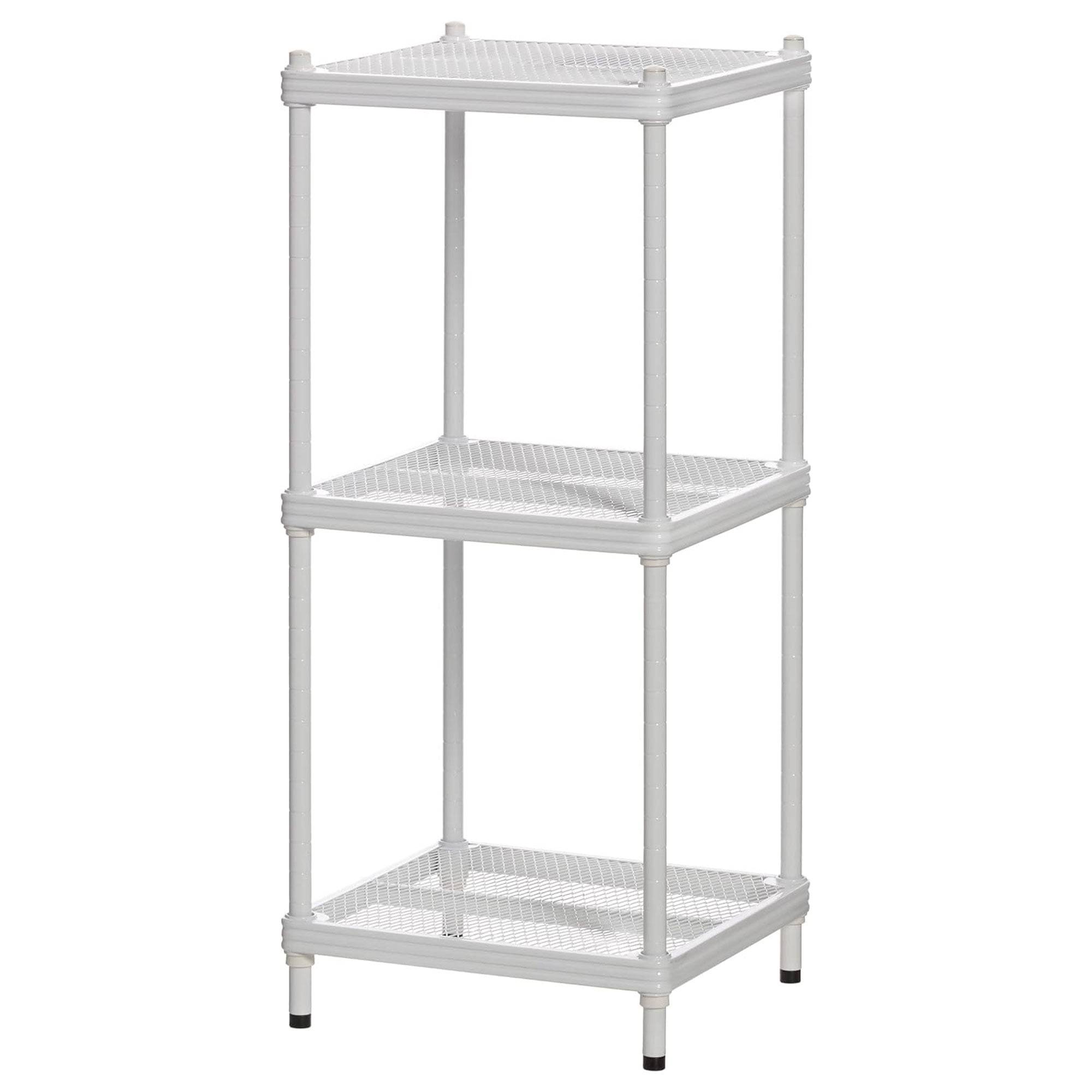 Design Ideas MeshWorks 3 Tier Metal Storage Shelving Unit Tower, White