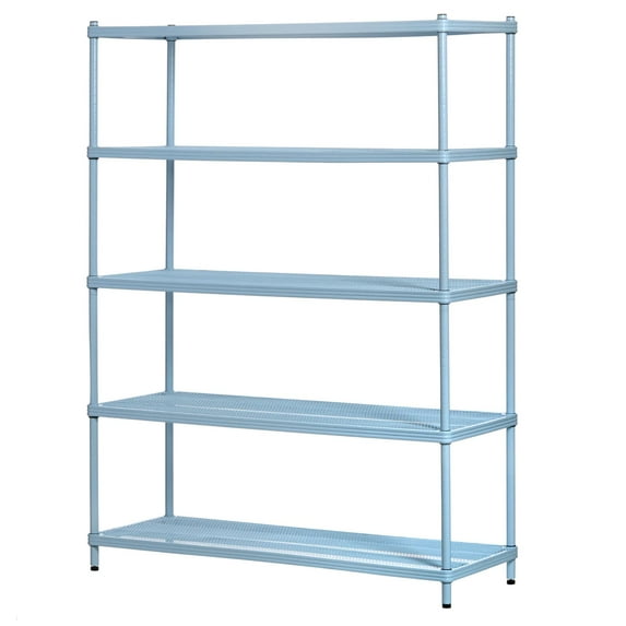 Design Ideas MeshWorks 5-Tier Metal Storage Shelving Unit Rack, Sky Blue