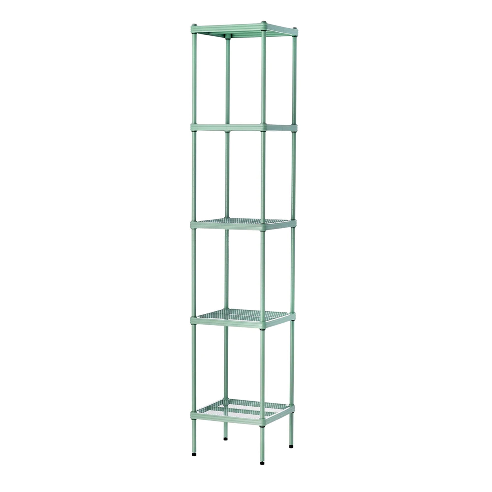 Sage Green Metal Mesh 5-Tier Storage Shelving Tower