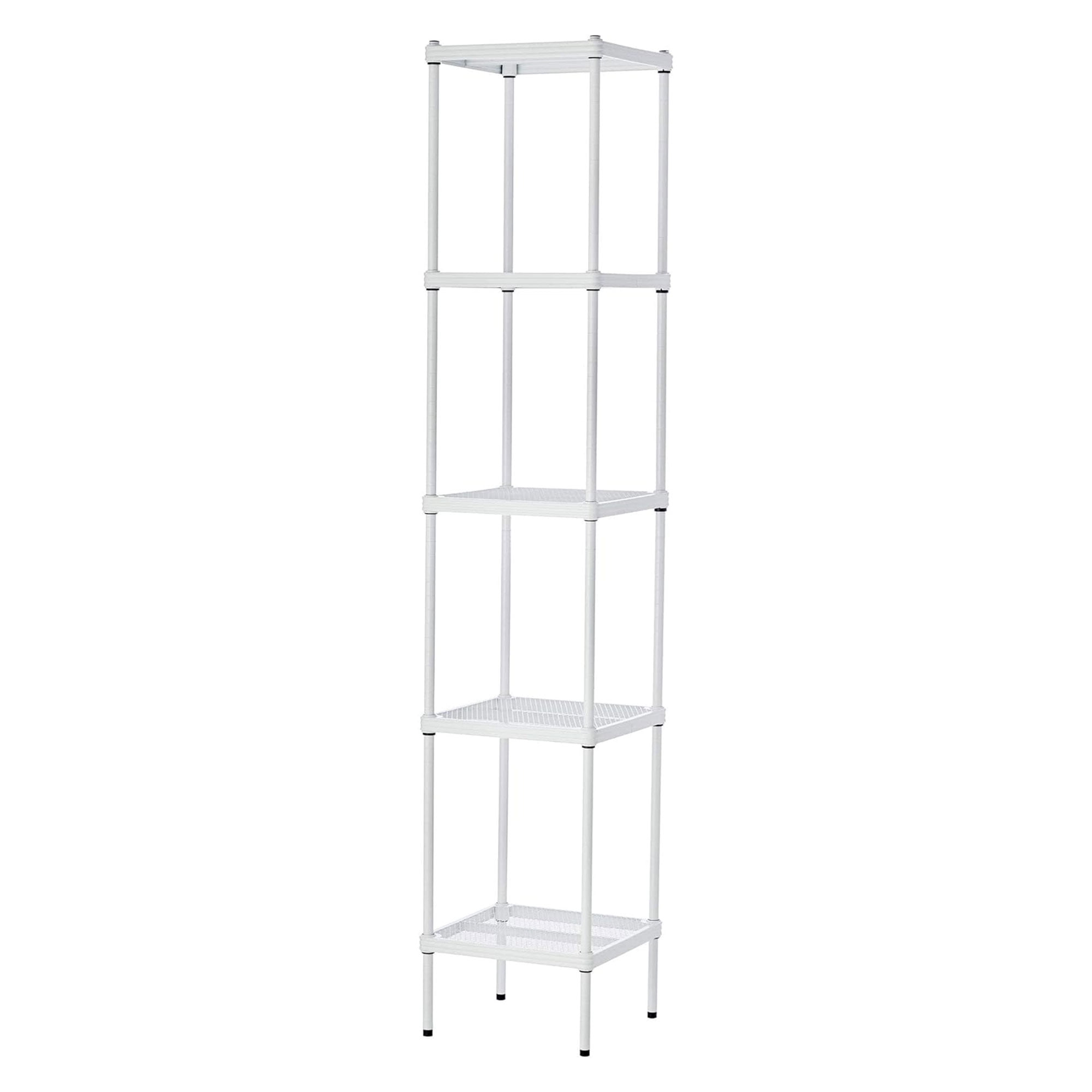 Design Ideas MeshWorks 5 Tier Metal Storage Shelving Unit Tower, White