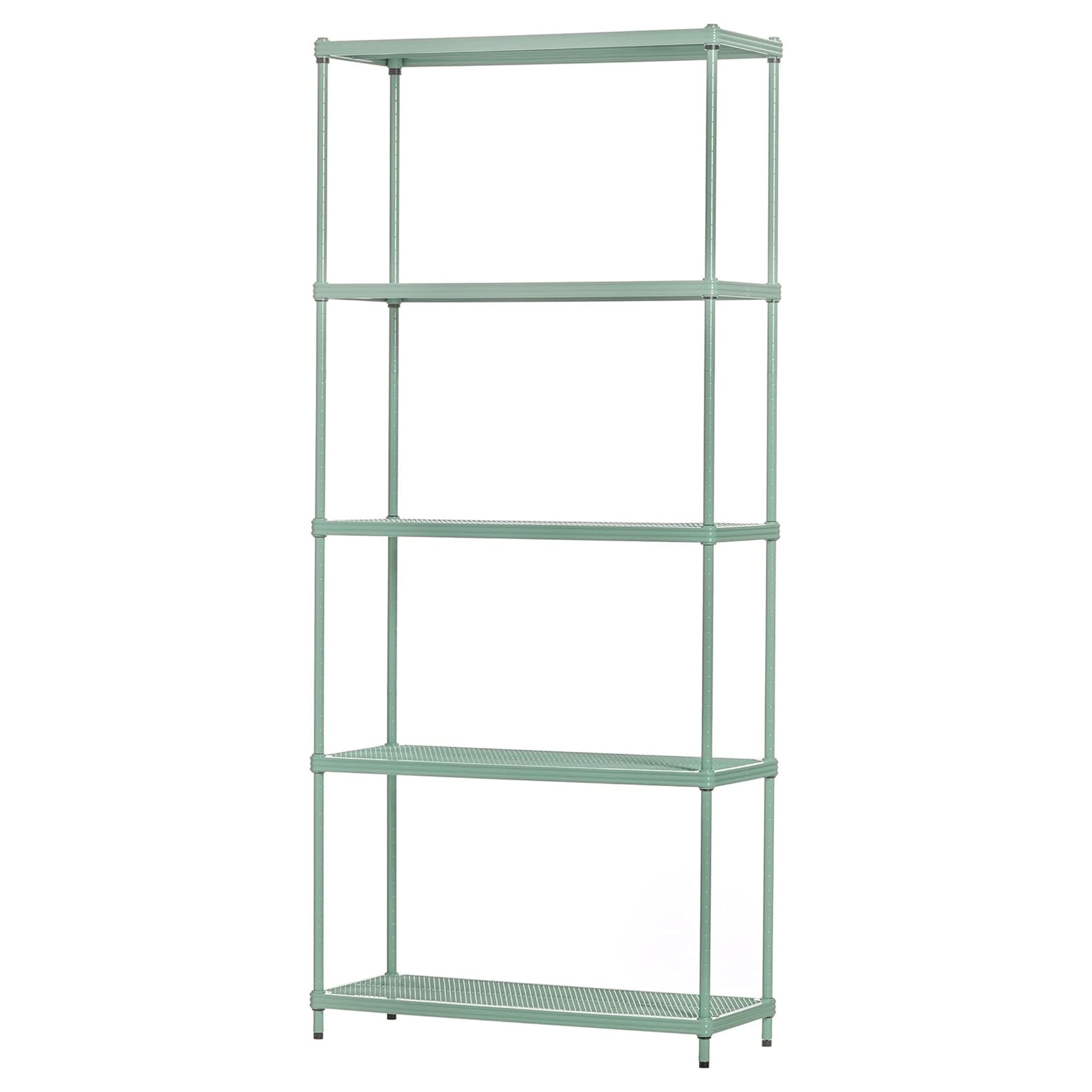Sage Green Adjustable 5-Tier Metal Wire Shelving Unit