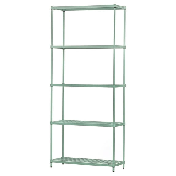 Design Ideas MeshWorks 5 Tier Steel Storage Shelving Unit Bookshelf, Green