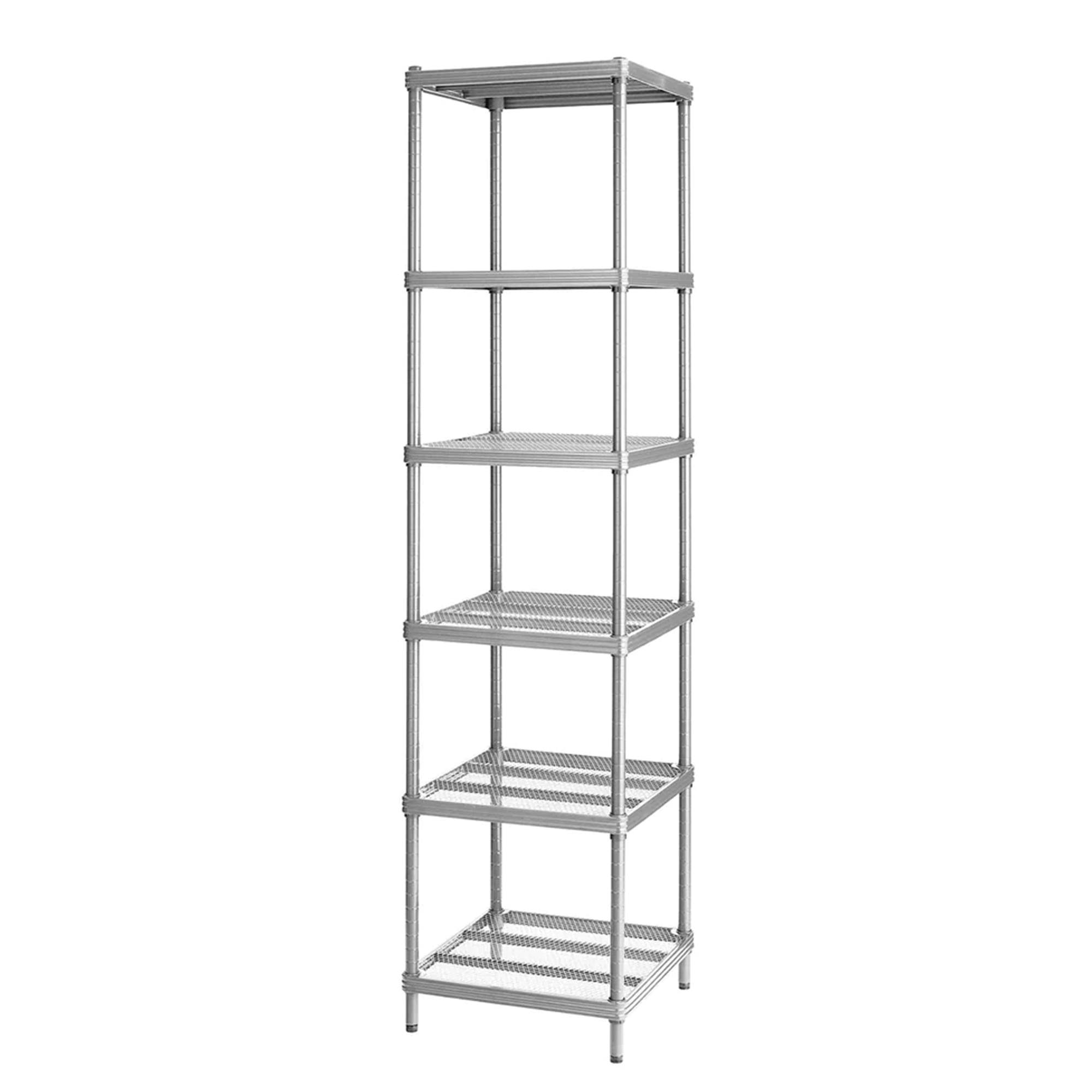 MeshWorks Silver 6-Tier Narrow Metal Storage Shelving Tower