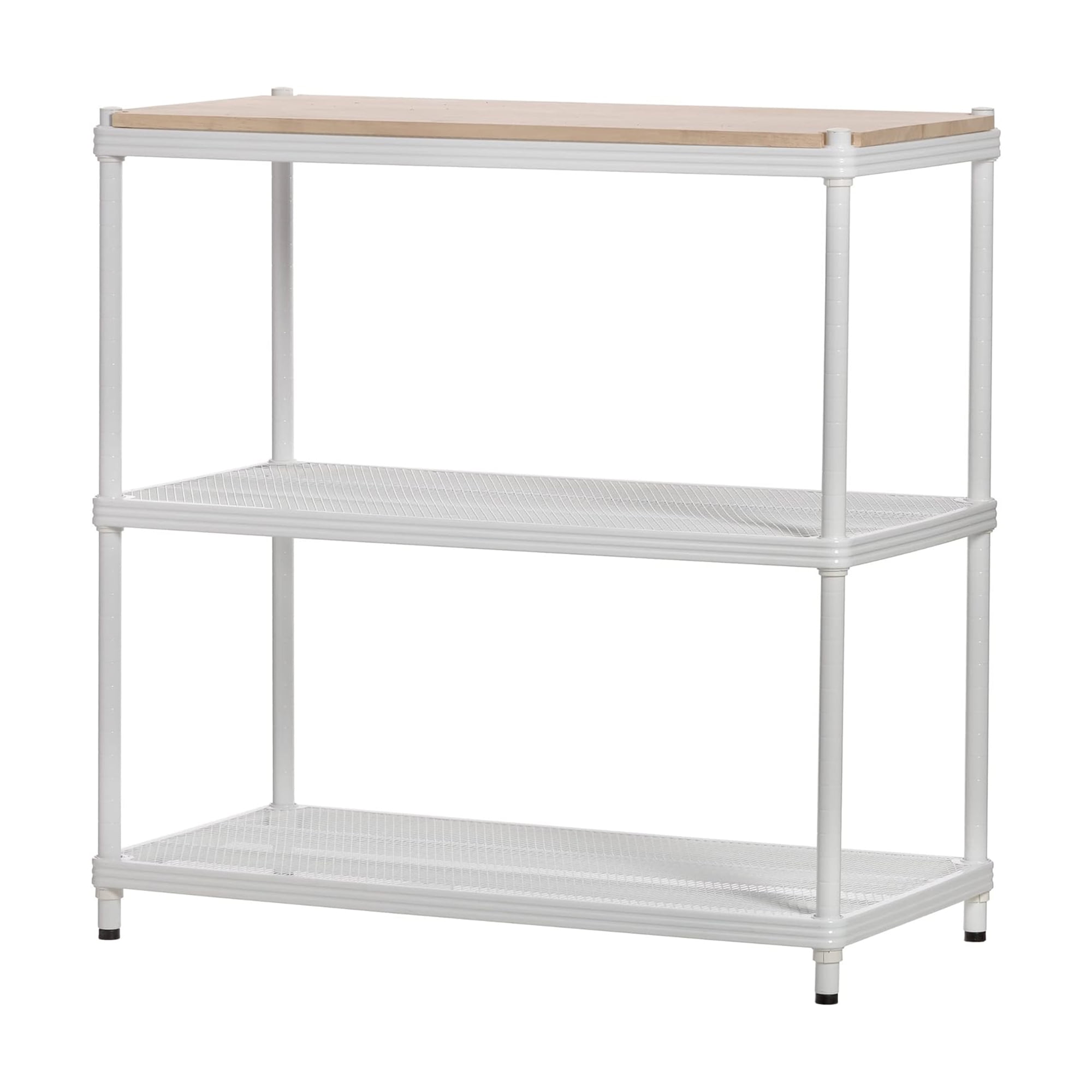 Design Ideas MeshWorks Metal Storage Wood Top Workbench Shelf Unit