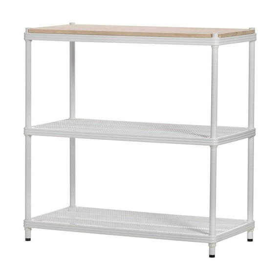 Design Ideas MeshWorks Metal Storage Wood Top Workbench Shelf Unit, White