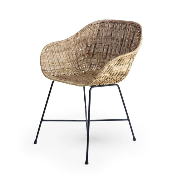 texxture Ormond Woven Rattan Dining Chair Metal Legs for Home, Natural