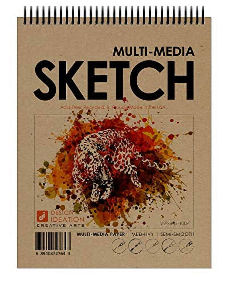 Design Ideation Multi-Media Sketch Book. Spiral Bound, Heavy Paper Sketchbook for Pencil, Ink, Marker, Charcoal and Watercolor Paints. Great for Art, Design and Education. (8.5" x 11")