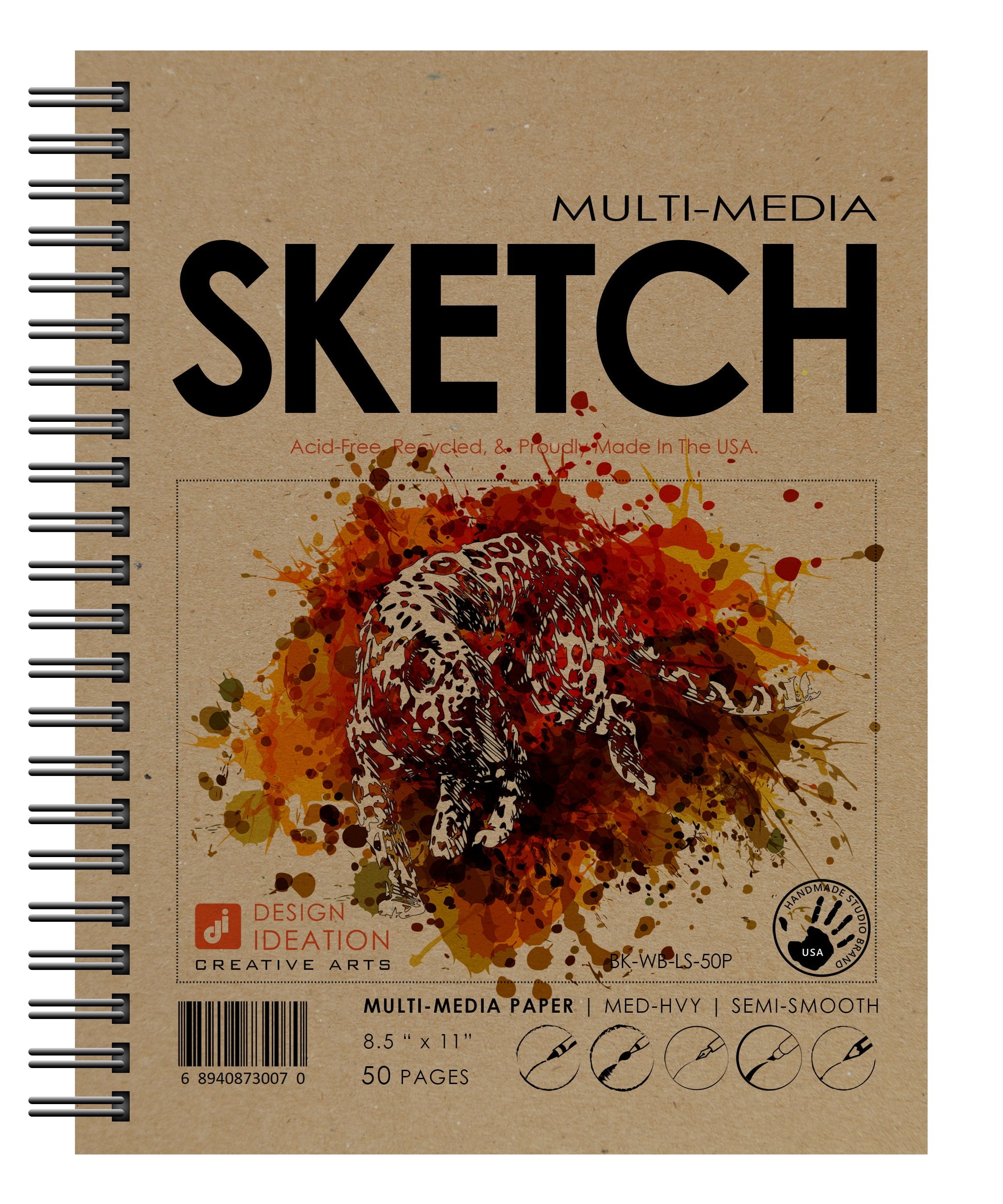 Creative Project Sketchbook. Wire Bound. Mixed Media Paper. (8.5