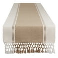 thumbnail image 1 of Contemporary Home Living Dobby Stripe Ribbed Table Runner with Mini Tassels - 72" - Cream and Beige, 1 of 2