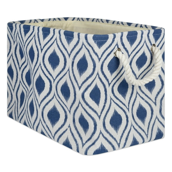 DII Polyester Bin Ikat French Blue Rectangle Large 17.5x12x15