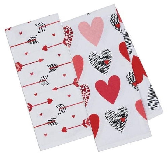 Design Imports 2 Asst. Follow Your Heart Printed Dishtowels