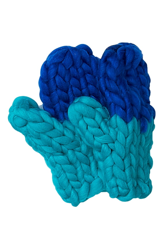 Design Imports 810303 Chunky Knit Mittens - Navy & Blue, One Size