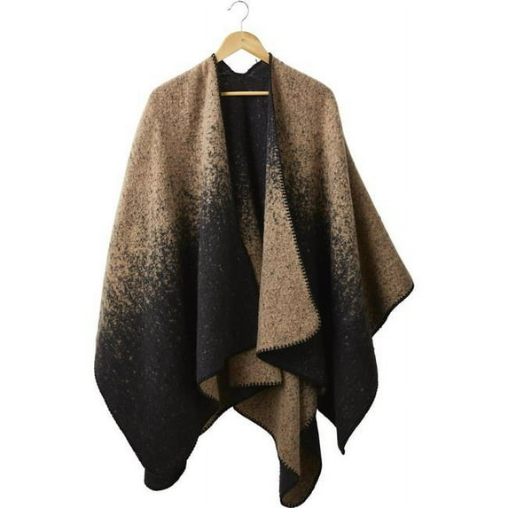 Design Imports 810330 Comfy Ombre Ruana Poncho - Hazelnut & Black, One Size