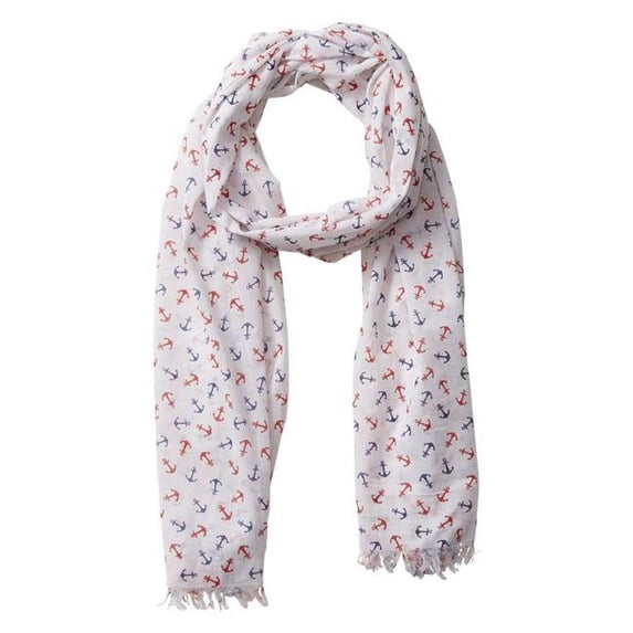 Design Imports ACR017-NVR Tiny Cotton Anchors Scarf - Red & Navy