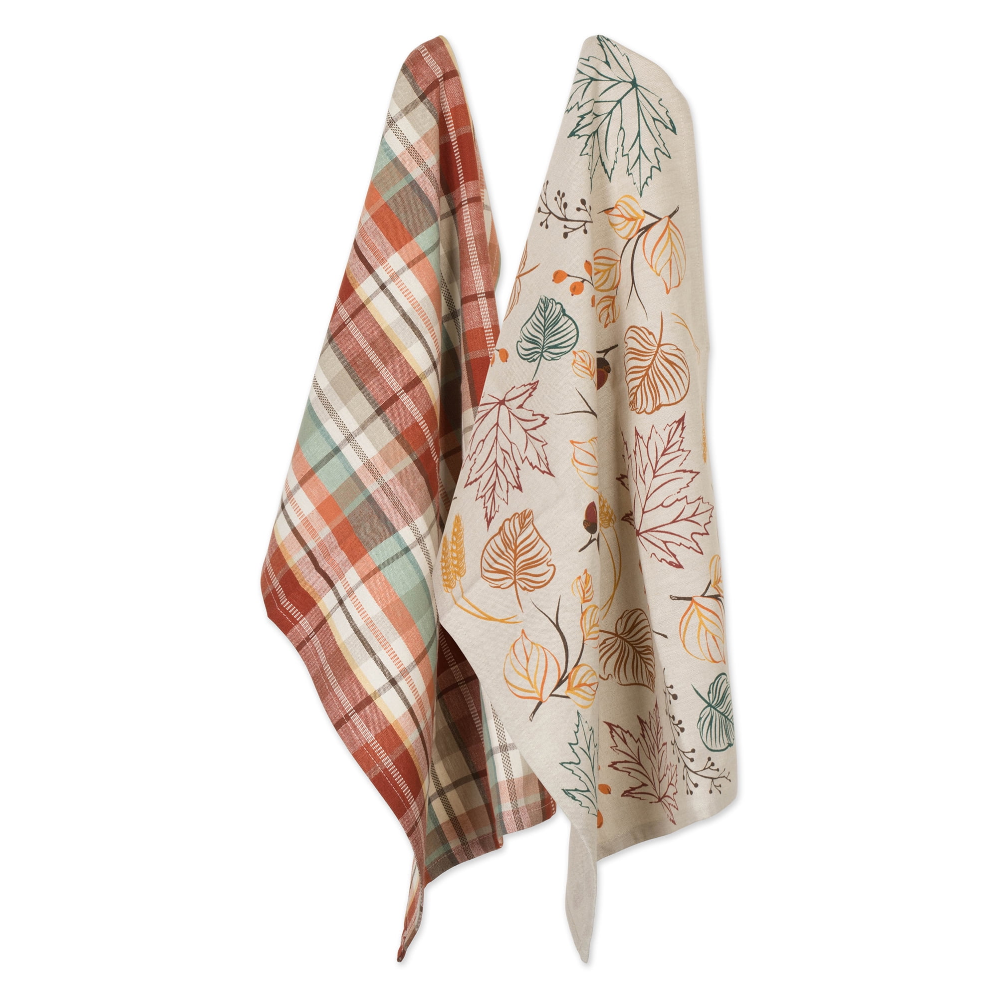 Autumn Leaves Multicolor Cotton Dishtowel Set, 18x28, 2 Count
