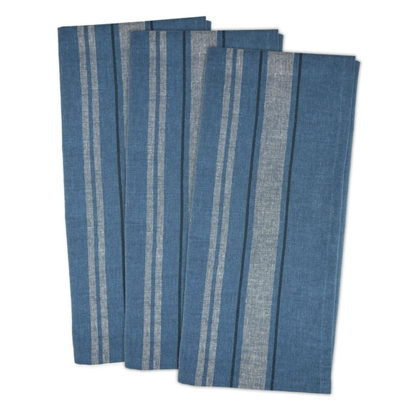 Blue Chambray French Stripe Woven Dishtowel (Set of 3)