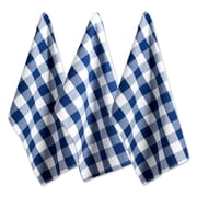 DII Buffalo Check Dishtowel Set 3 Piece, 20x30", Navy & Cream