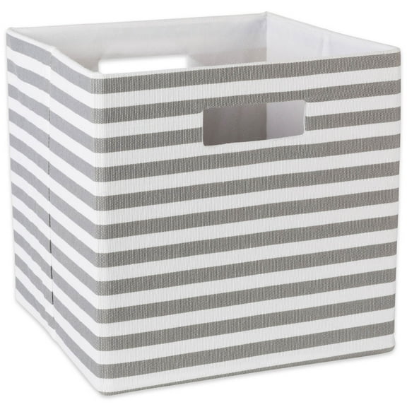 Design Imports CAMZ10603 13 x 13 x 13 in. Pinstripe Square Polyester Storage Cube, Grey
