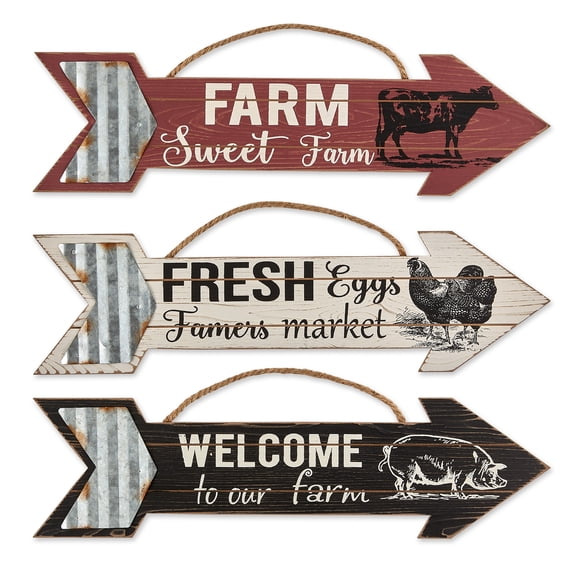 DII Galvanized Arrow Farmhouse Signs (Set of 3)