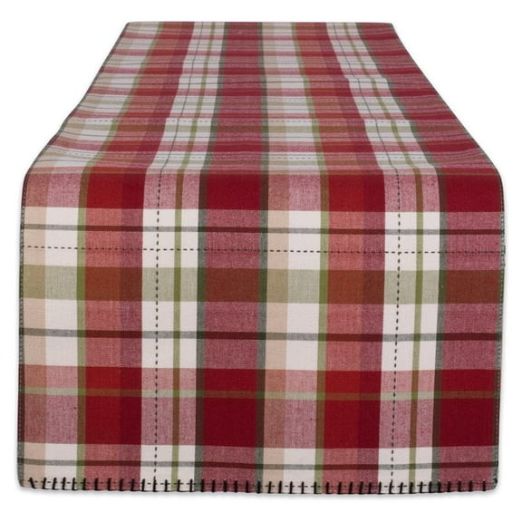 Design Imports CAMZ11668 14 x 72 in. Mountain Trail Plaid Reversible Embellished Table Runner