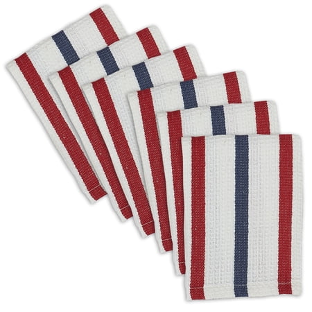 Multi-Color Patriotic Cotton Dishcloth Set 13x13 inches 6 Piece