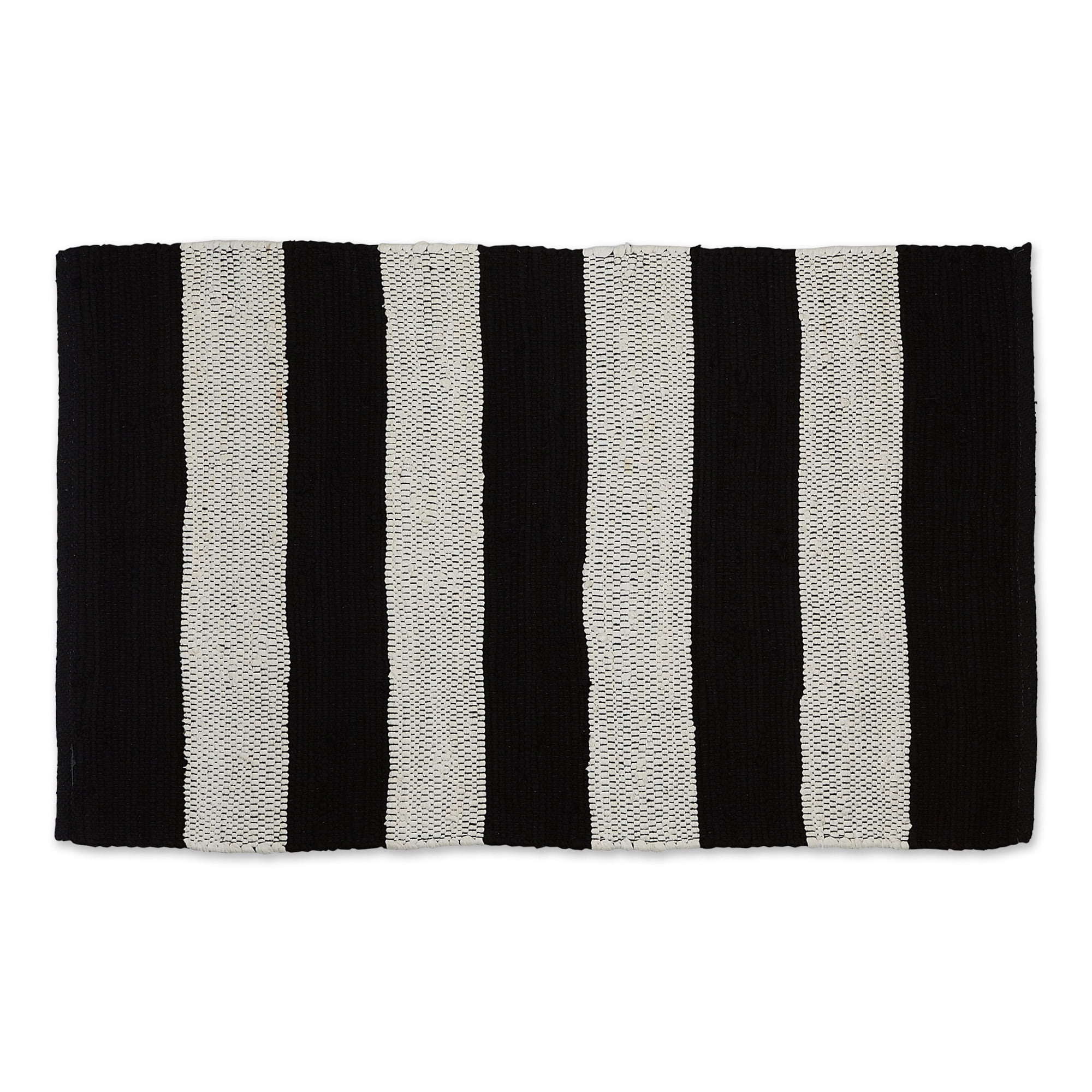 DII Black & White Stripe Rag Rug, 2x3 ft, 100% Cotton, Machine Washable ...