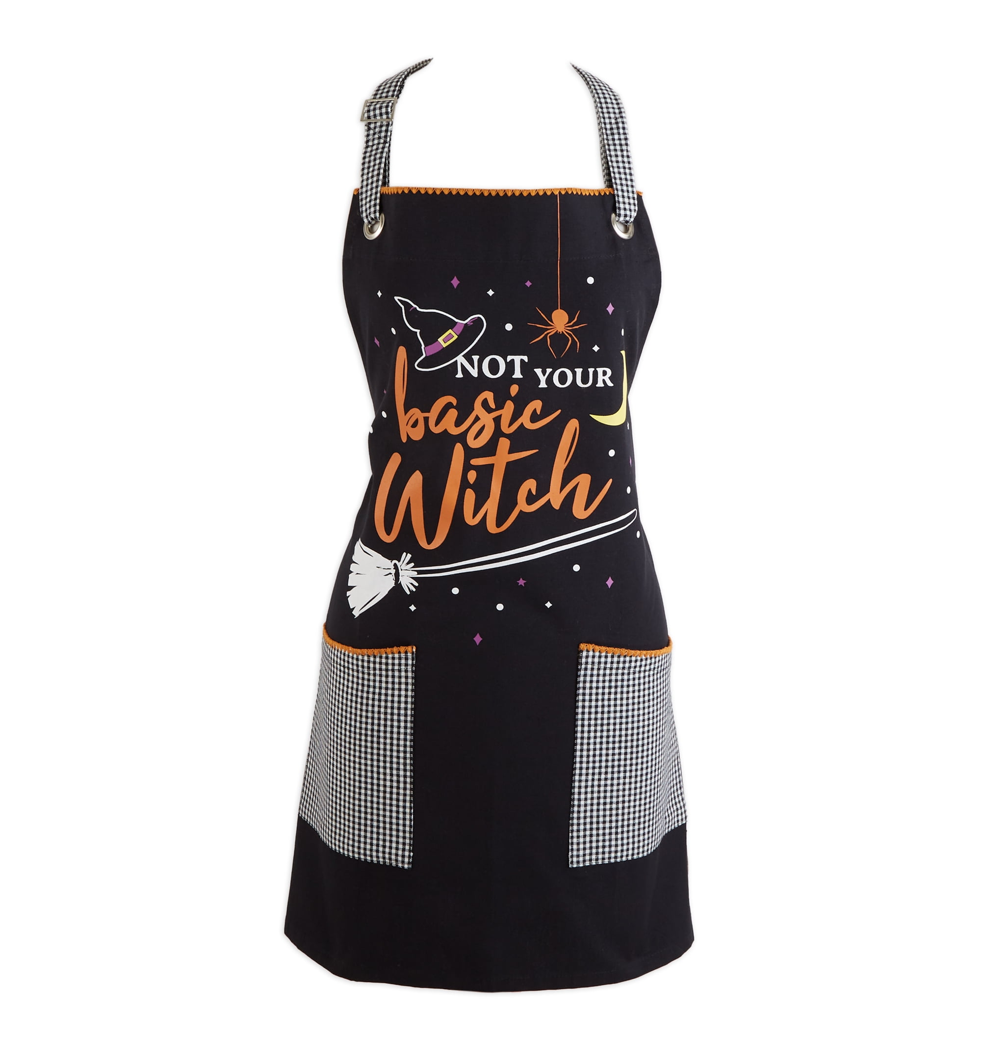 Design Imports CAMZ15336 Not Your Basic Witch Pantry Apron - Black & Multi Color - One Size
