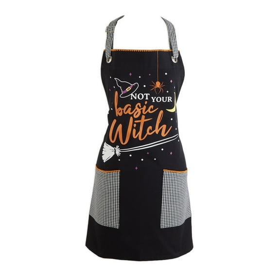Design Imports CAMZ15336 Not Your Basic Witch Pantry Apron - Black & Multi Color - One Size