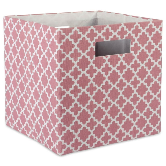 Design Imports CAMZ37898 13 x 13 x 13 in. Lattice Square Polyester Storage Cube, Rose